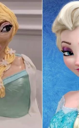 La Nación / Reacción de pequeña cumpleañera a torta personalizada de “Frozen”  se hizo viral