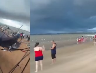 La tormenta arremetió con fuertes vientos en las playas de Encarnación y Ayolas. Foto: captura de video.