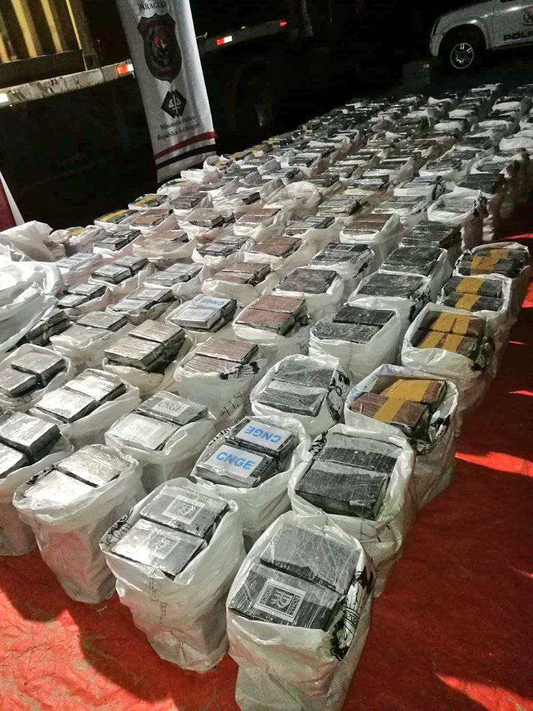 Se trata de una cifra récord de incautación de cocaína en Paraguay que sobrepasó los 2.906 kilos de la misma sustancia hallada en el puerto privado Terport de Villeta. Foto: Gentileza.
