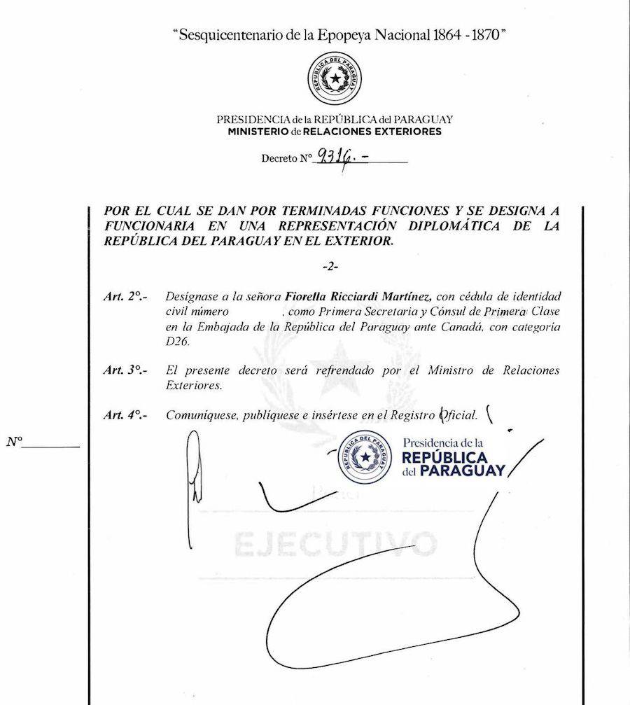 Decreto firmado el pasado 18 de mayo por Mario Abdo Benítez.FOTO:GENTILEZA