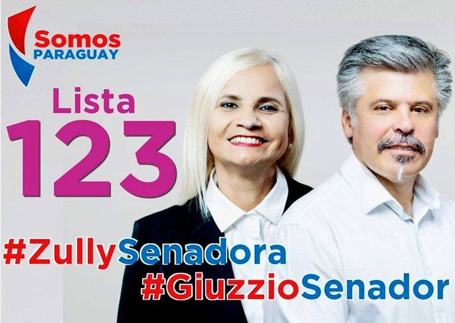 Zully Rolón y Arnaldo Giuzzio fundaron el movimiento político Somos Paraguay, y en el 2018 fueron candidatos a senadores por la Lista 123.