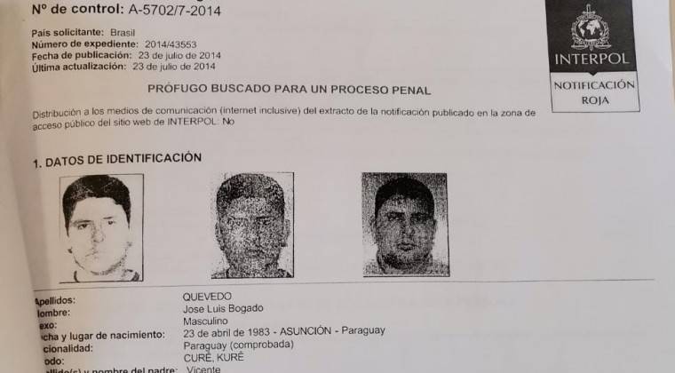 José Luis Bogado Quevedo cuenta con orden de captura internacional y con pedido de extradición de Brasil, pero curiosamente la alerta fue borrada "por error" del sistema informático de la Policía. Foto: Gentileza.