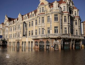 El centro histórico de la ciudad de Porto Alegre completamente inundada. Foto: AFP