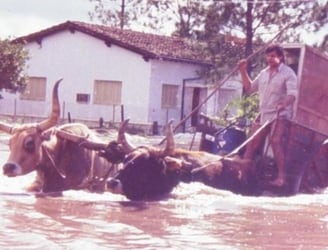 Histórica inundación en Pilar en 1983. Foto: Gentileza - Archivo.