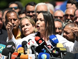 María Corina Machado, candidata presidencial opositora al régimen dictatorial de Nicolás Maduro. Foto: AFP.
