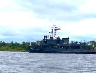El Buque P01 “Capitán Cabral” zarpó desde Asunción con destino a Bahía Negra. Foto: Armada Paraguaya.