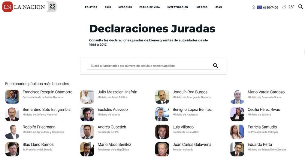 Desde la web de La NaciÃ³n se puede acceder a las DDJJ. Foto: Archivo.