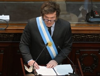 Javier Milei, discurso de la apertura de sesiones ordinarias del Congreso Argentina. Foto: AFP.