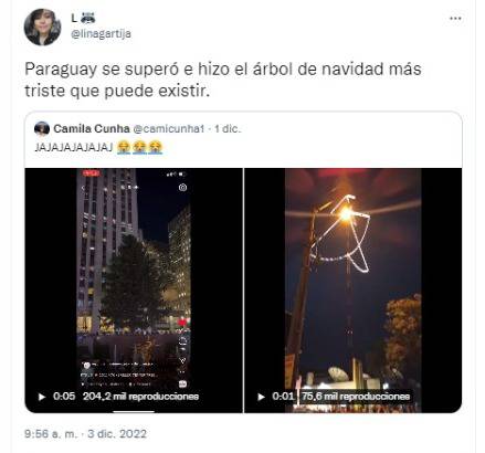 Comparación de un árbol de Navidad en el extranjero y un árbol festivo en el país. Foto: Gentileza. 