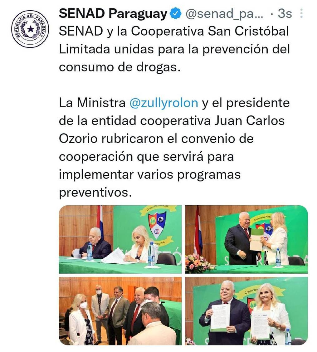 Convenio firmado por la Senad y Juan Carlos Ozorio, detenido por narcotráfico. Foto: Gentileza