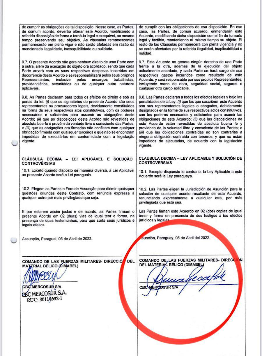 El convenio previo de entendimiento lleva la firma del director de la Dimabel y el representante de la firma brasileña.