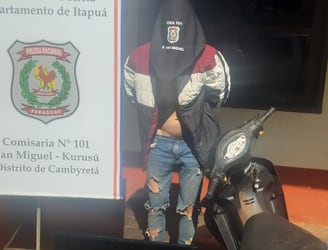 Miguel Ángel Avalos Silva (26) fue atrapado con varias evidencias. Foto: Más Encarnación.