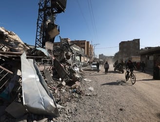 Escombros de edificios en la zona de Rafah, en el sur de la Franja de Gaza. Foto: AFP.