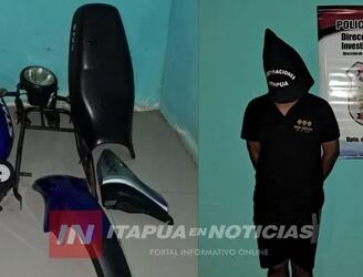 El hombre ofertaba las partes de la motocicleta robada a través de Facebook. Foto: Itapúa Noticias.