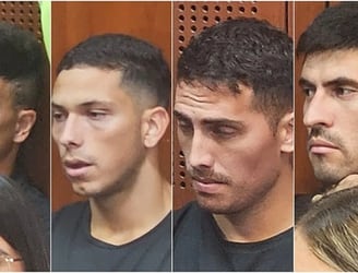 Los cuatro jugadores de Vélez que fueron denunciados por abuso sexual. (Foto: José Inesta / TN)