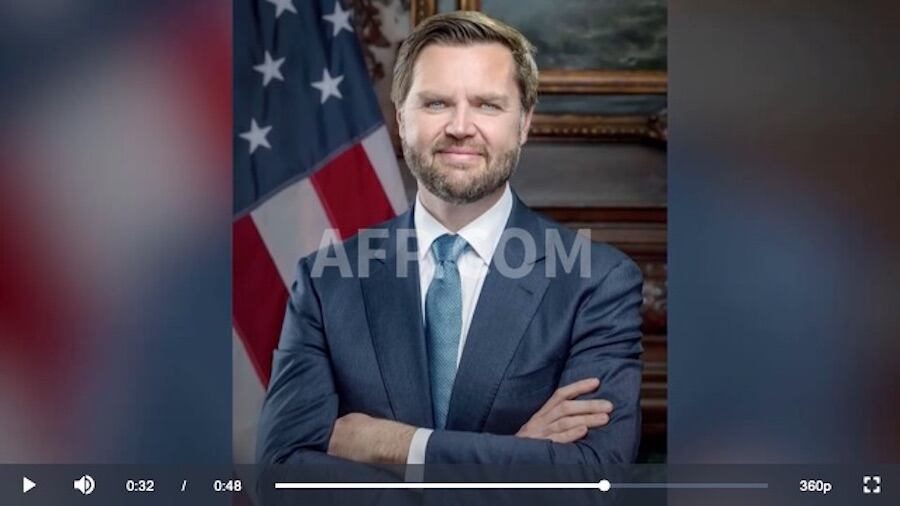 El retrato oficial de JD Vance, vicepresidente electo de Estados Unidos. Foto: Captura de video/AFP