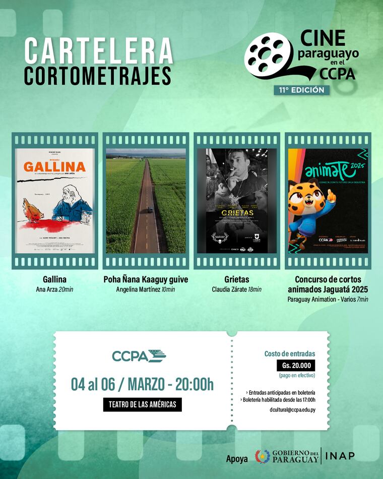 Cortometrajes a ser exhibidos en el Ciclo de Cine del CCPA 2026.