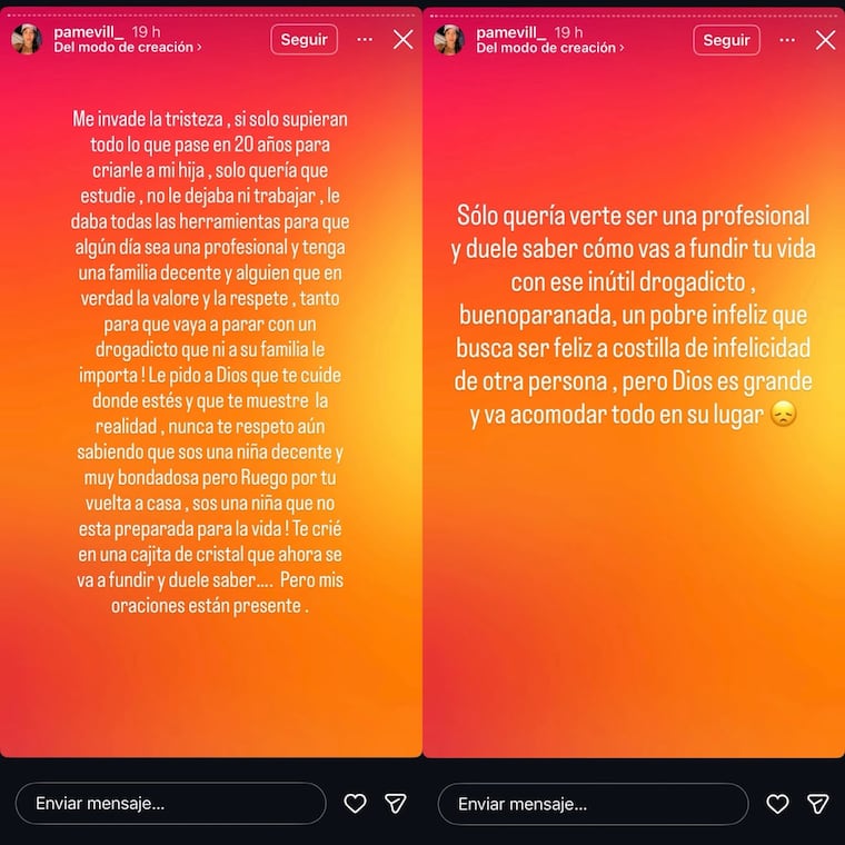 Pamela Vill lamenta distanciamiento de su hija, por culpa de un hombre.