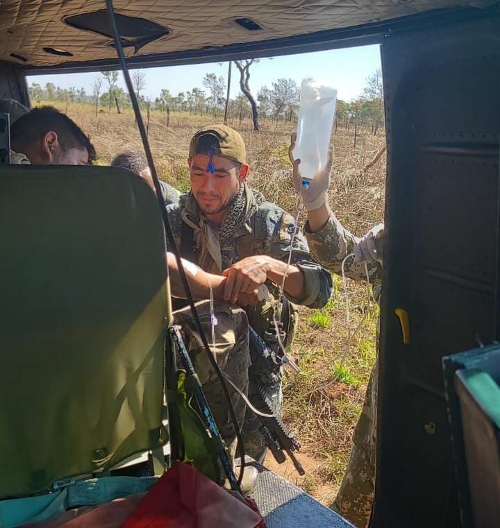 El herido fue trasladado vía aérea. Foto: Senad.