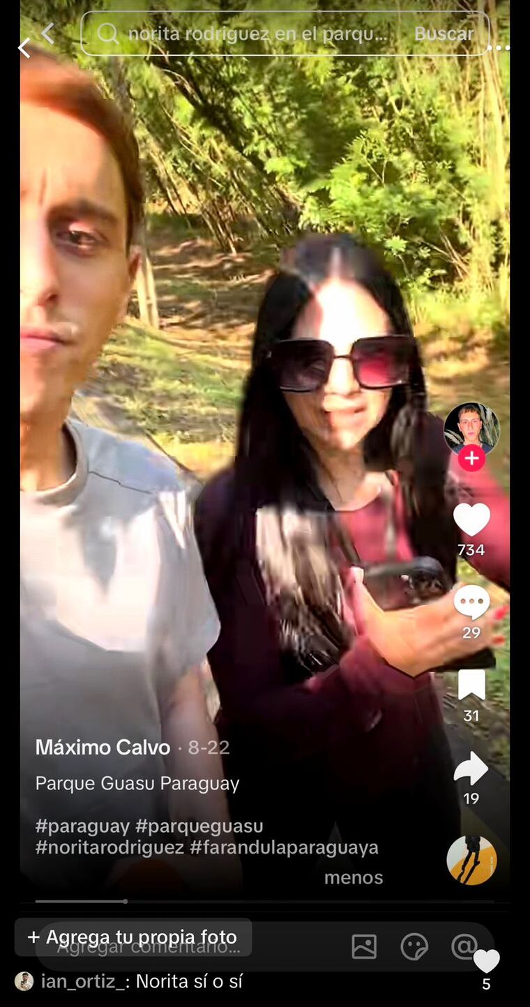 Máximo Calvo con Norita Rodríguez, en el Parque Guasu.