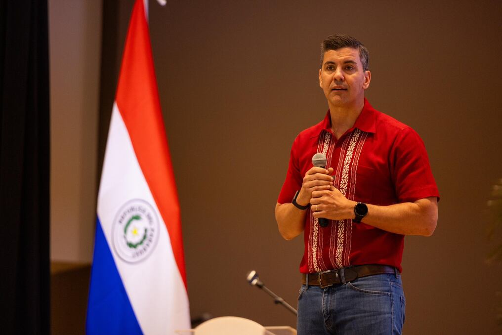 El presidente Santiago Peña participó de la Expo Agropecuaria de San Pedro, en su primera edición desarrollada este miércoles, y destacó el aporte que puede significar para apuntalar a los sectores productivos del departamento. Foto: Gentileza