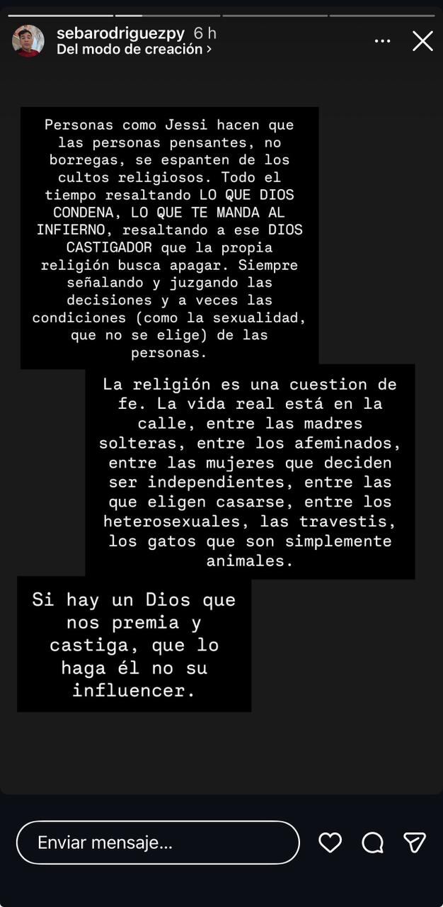 Sebastián Rodríguez sobre Jessica Torres.