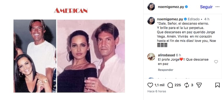 Noemí Gómez recordó a Jorge Vega, en los tiempos en compartieron en American International Model School.