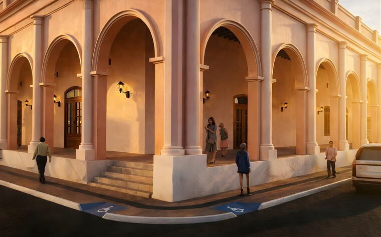 Diseño de la obra de restauración del histórico edificio La Recova a través del Programa Tekorenda, de la Secretaría Nacional de Cultura. Foto: Gentileza