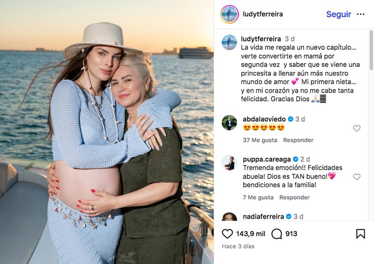 Ludy Ferreira, feliz por ser abuela de una niña.