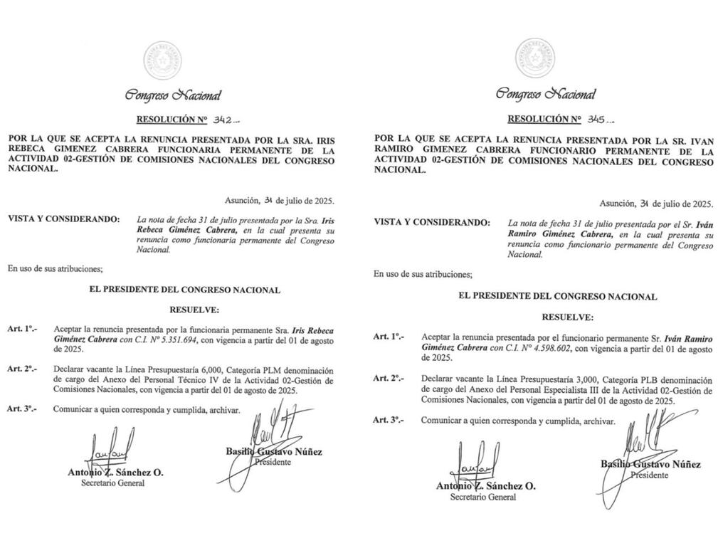 La renuncia fue aceptada por el titular del Congreso. Foto: Gentileza