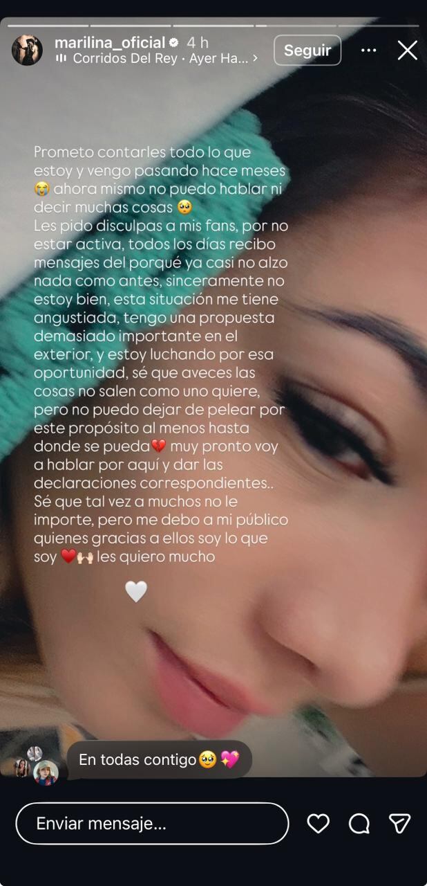 Marilina Bogado afirma no estar bien.