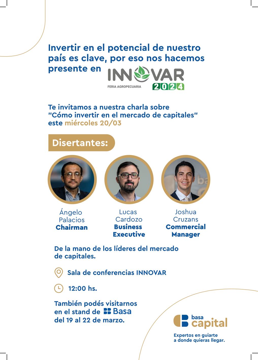 Basa Capital ofrecerá una charla gratuita sobre herramientas de inversión el miércoles 20 de marzo. Foto: Gentileza