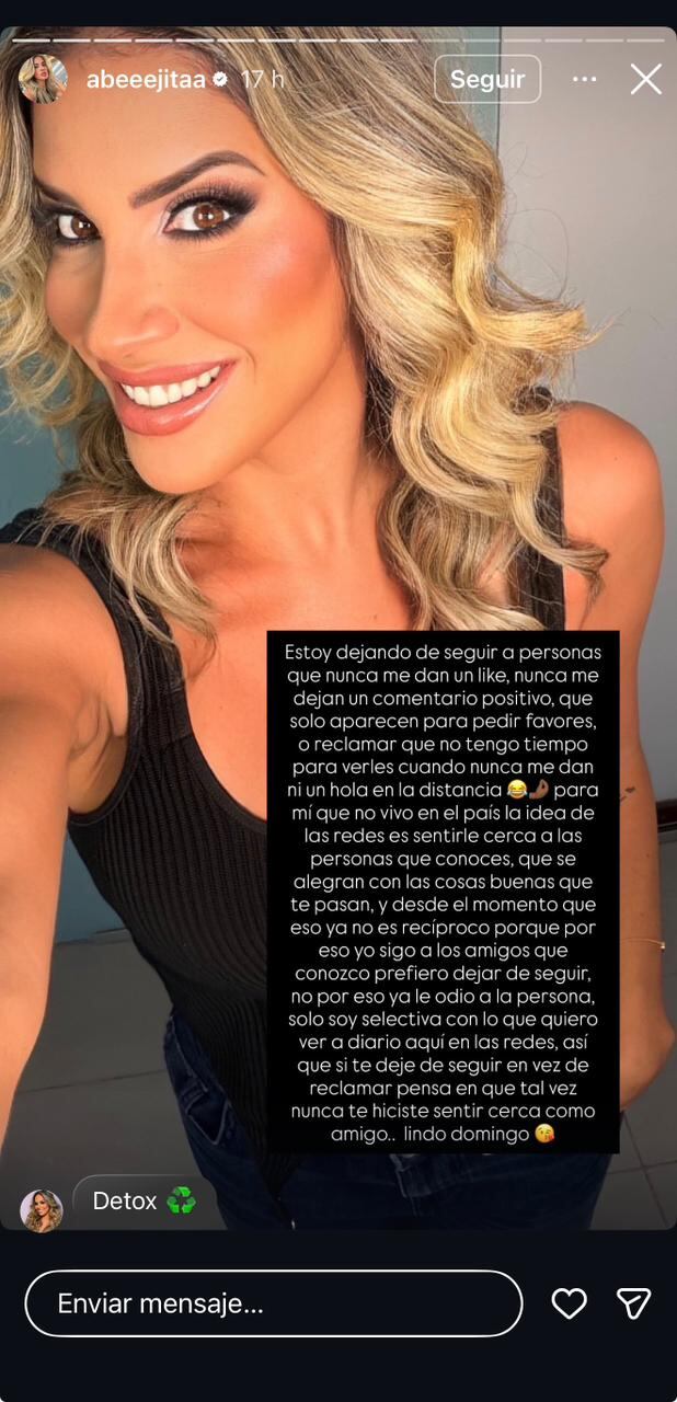 Captura 2 de historia de Anahí Sánchez sobre eliminar amigos y amigas porque no le dan likes.