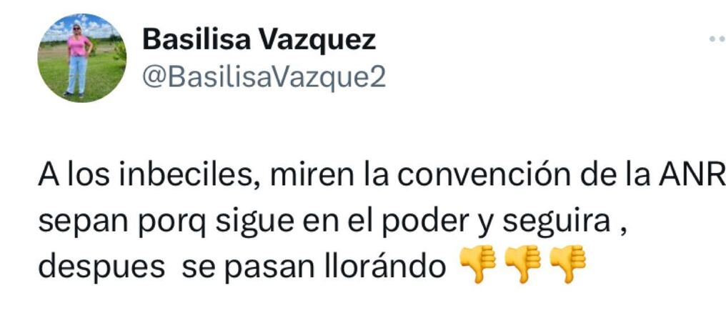 Mensaje de la apoderada liberal.