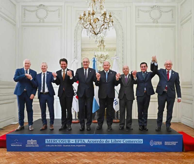 El Tratado de Libre Comercio Mercosur – EFTA creará un área de casi 300 millones de personas, con un PIB combinado de más de 4,3 trillones de dólares. Foto: Gentileza