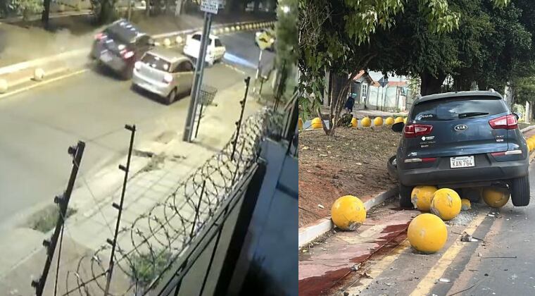 Accidente con bolardos en Vittorio Curiel.