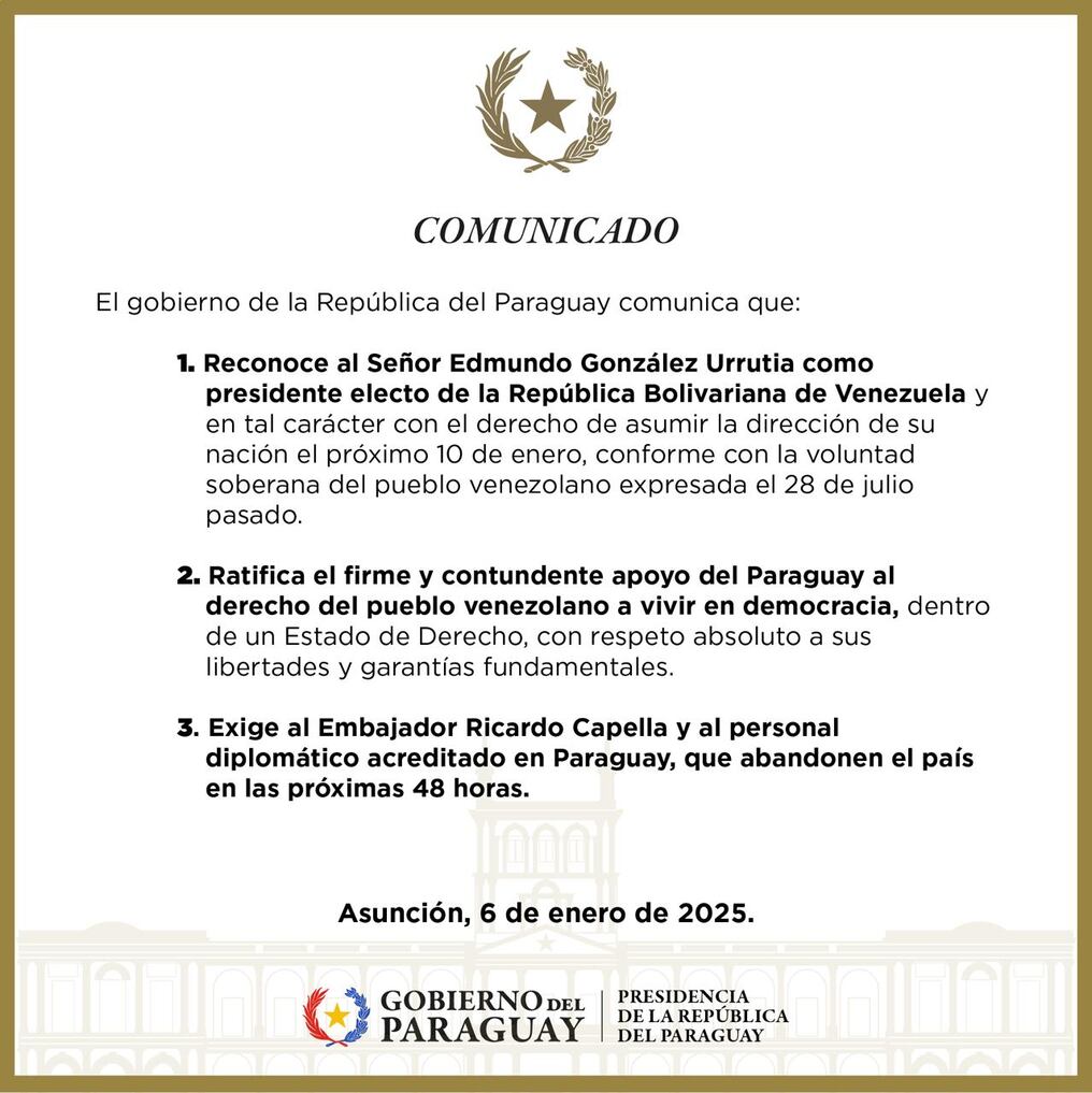 Paraguay se ratifica en su postura. Foto: Gentileza