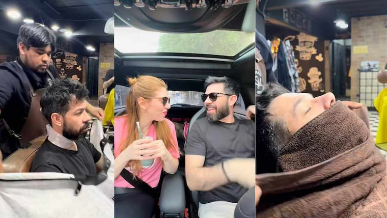 Kiara Coronel y Osmar Legal, promocionando una barbería.