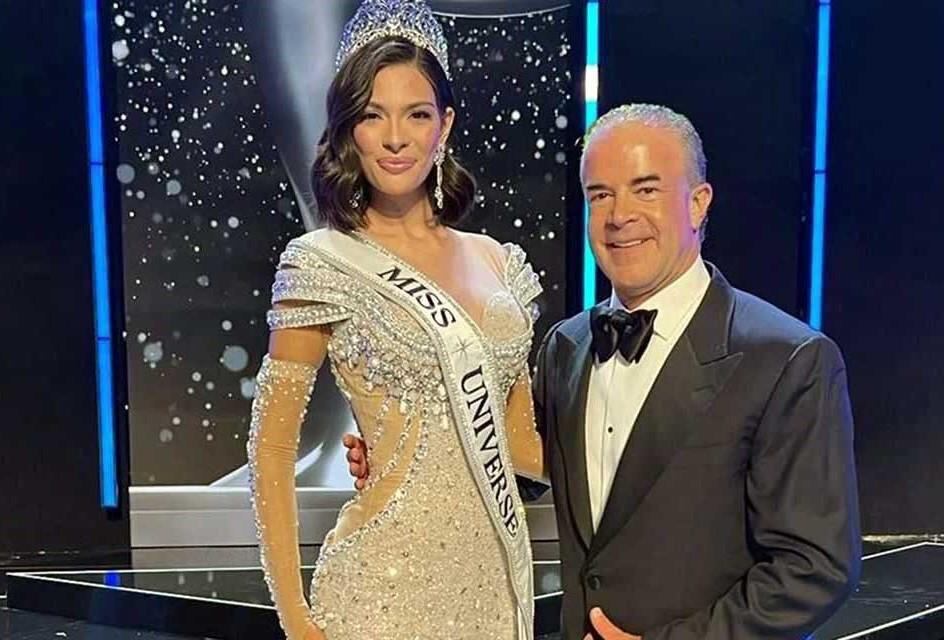Sheynnis Palacio junto Raúl Rocha Cantú, el nuevo copropietario del Miss Universo. Foto: Gentileza