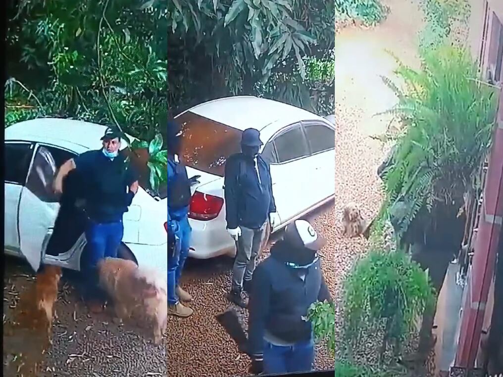 Imágenes de circuito cerrado en las que se ve la llegada y el actuar de los malvivientes. Foto: Gentileza