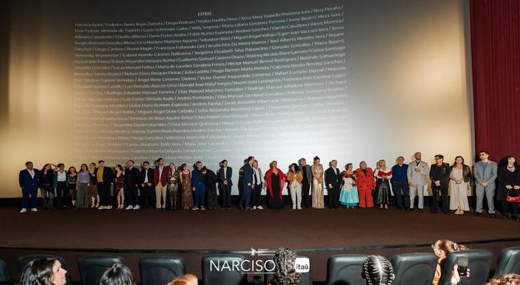 El elenco y equipo realizador de “Narciso”. Foto: Gentileza