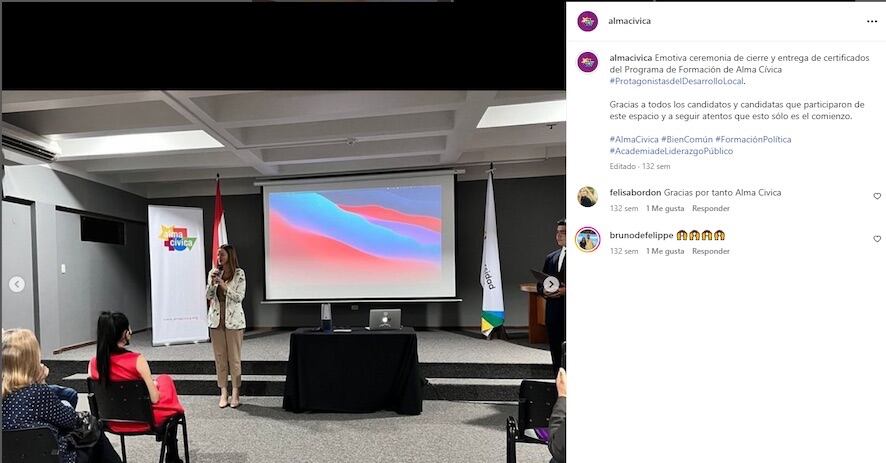 Soledad Núñez, en una charla con Alma Cívica, oenegé conformada con varios de sus operadores políticos