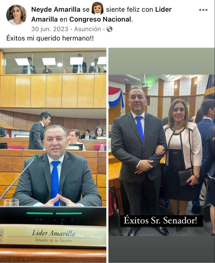 Líder y Neyde Amarilla ya se vieron vinculados a negociados en la municipalidad de Villa Elisa. Foto: Gentileza