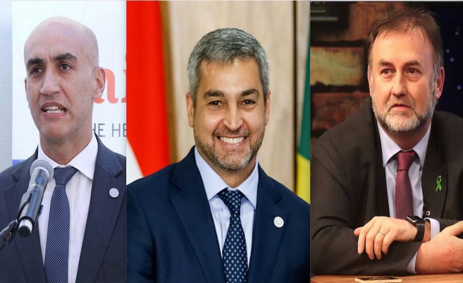 Julio Mazzoleni, exministro de Salud, firmó como apode­rado del gobierno de Mario Abdo un acuerdo de compra de vacunas que no llegaron, Mario Abdo Benítez, expresidente que fracasó en la compra de vacunas para proteger a la población y El exministro de Hacienda firmó un acuerdo de garantía e indemnización por USD 38,3 millones