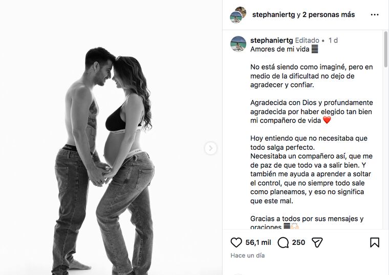 Captura del post de Stephanie Ríos e Iván Torres sobre su producción fotográfica.