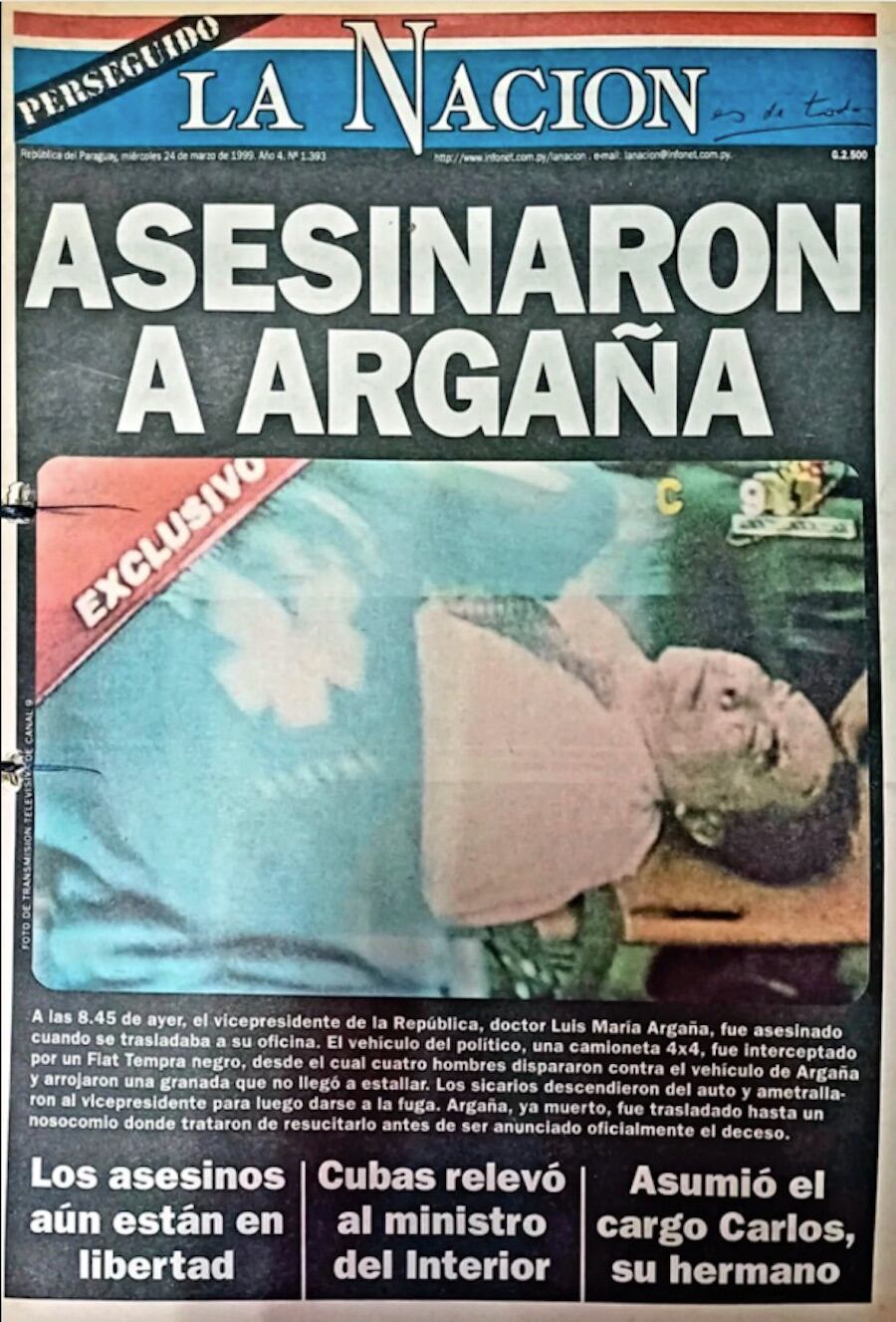 Tapa del diario La Nación con la noticia del magnicidio