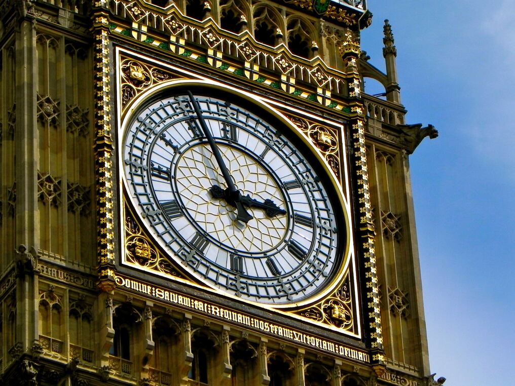 El Big Ben, la gran campana del reloj situado en el lado noroeste del Palacio de Westminster, en Londres. Foto: Archivo