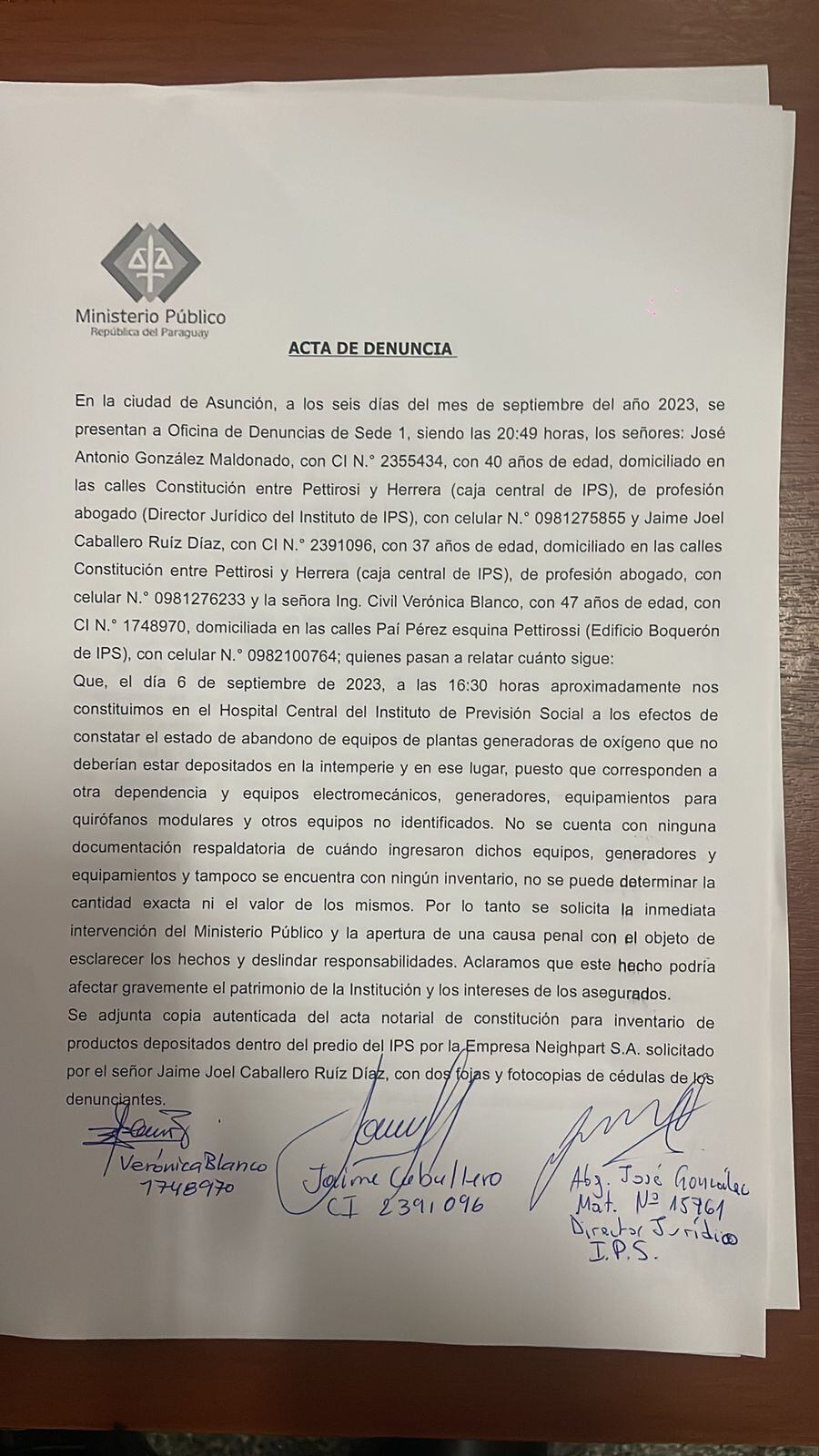El Ministerio Público tomó intervención en el caso denunciado por los directivos del Instituto de Previsión Social (IPS). Foto: Gentileza