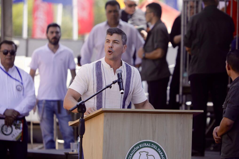 El presidente Santiago Peña participó ayer viernes de la apertura de Agrofest en Naranjito. Foto: Gentileza