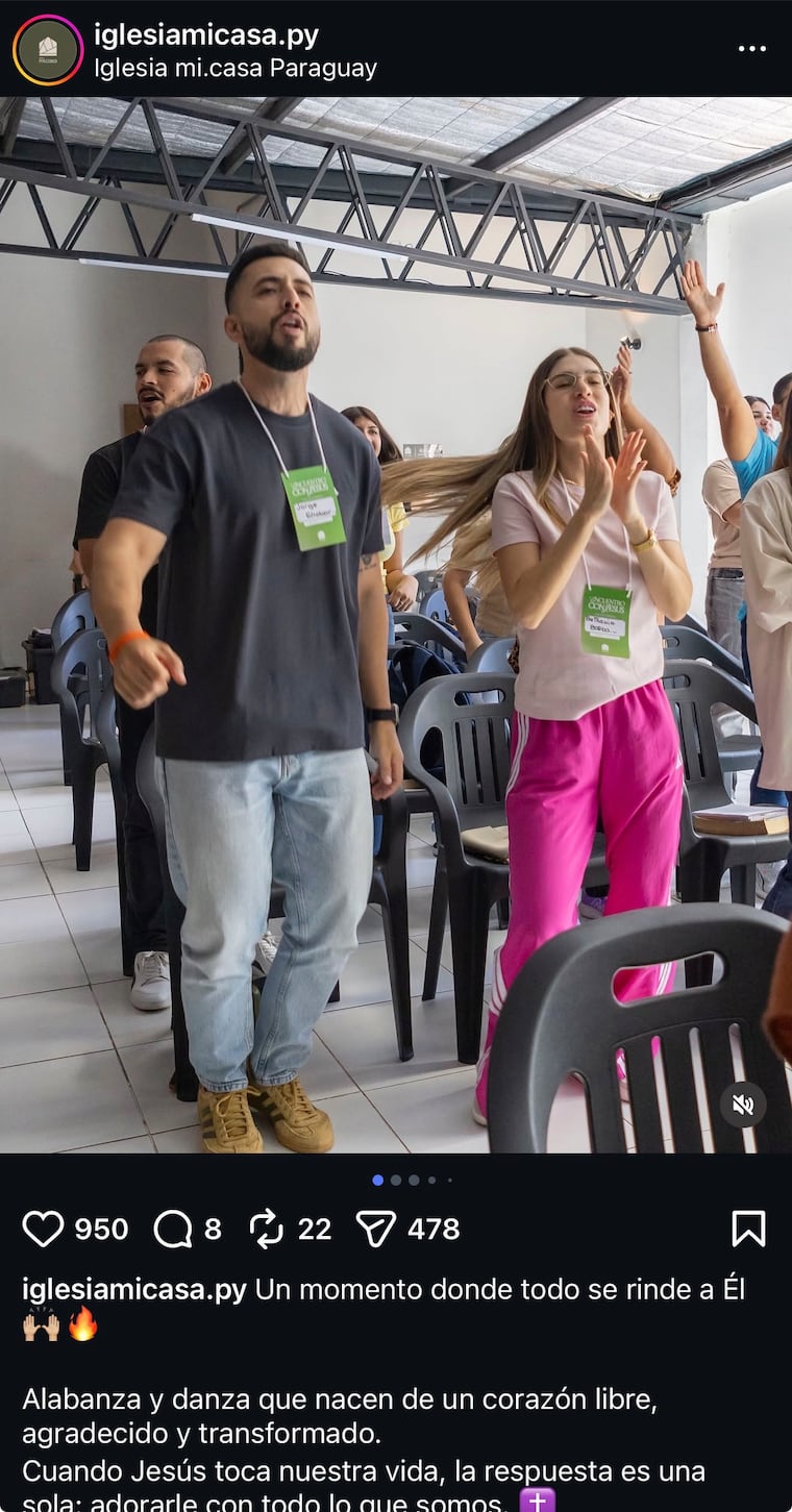 Captura del post en Instagram de la iglesia a la que acuden Bethania Borba y Jorge Escobar.